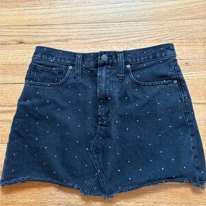 Madewell Rainbow Dot Denim Mini Skirt Size 30 A-Line Black